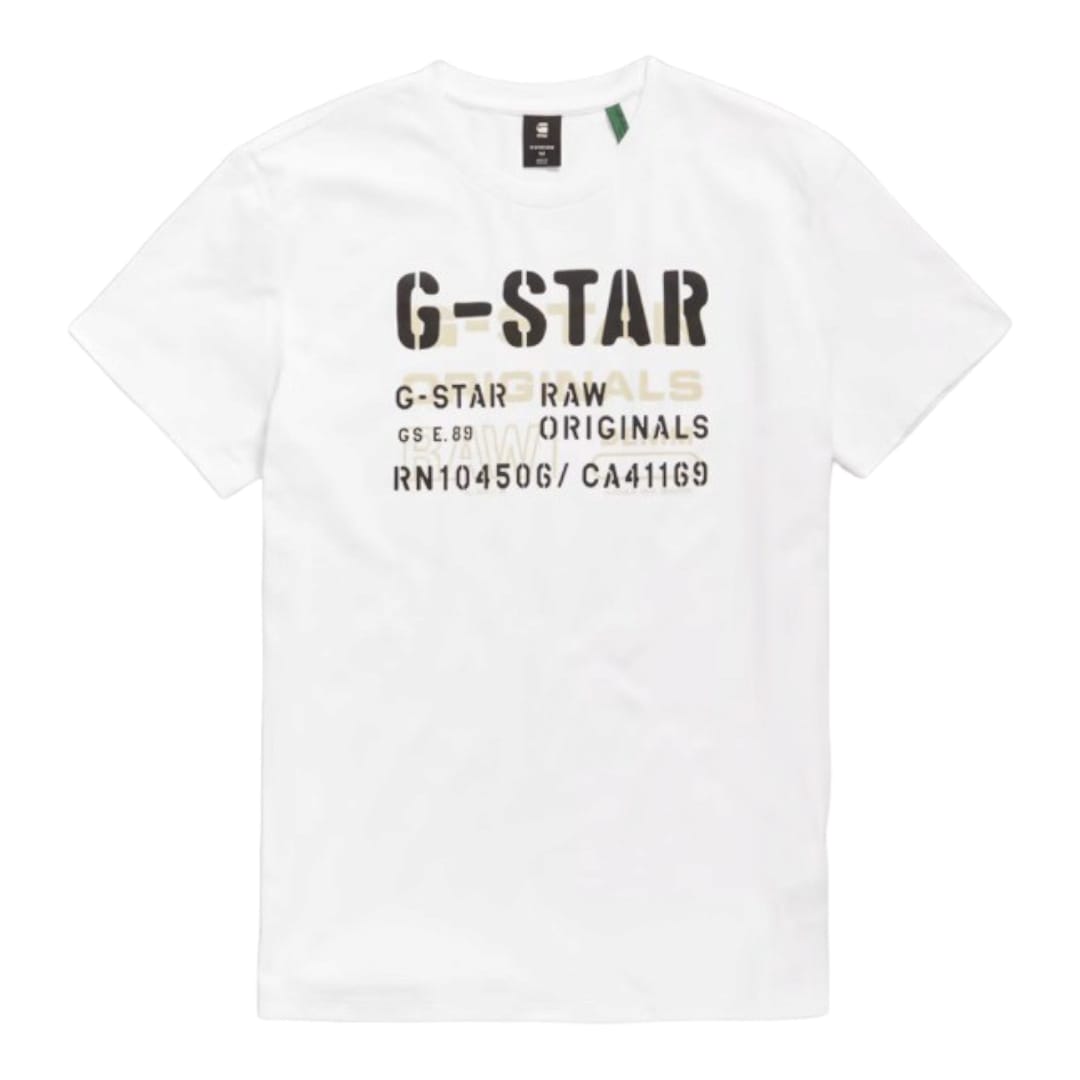 G Star T-Shirt Stencil Originals White