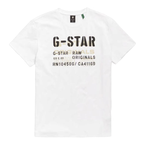 G Star T-Shirt Stencil Originals White