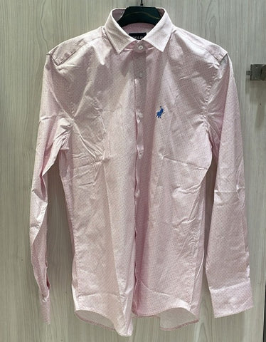 Polo Shirt Mens Long-Sleeve Classic Geo Pink