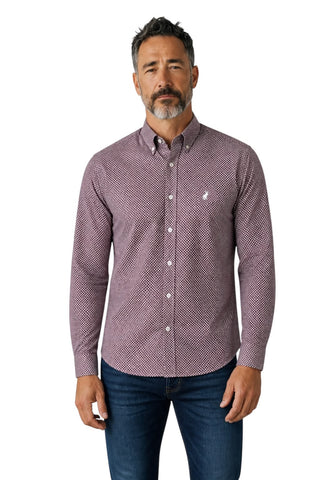 Polo Shirt Mens Long-Sleeve Signature Burgandy