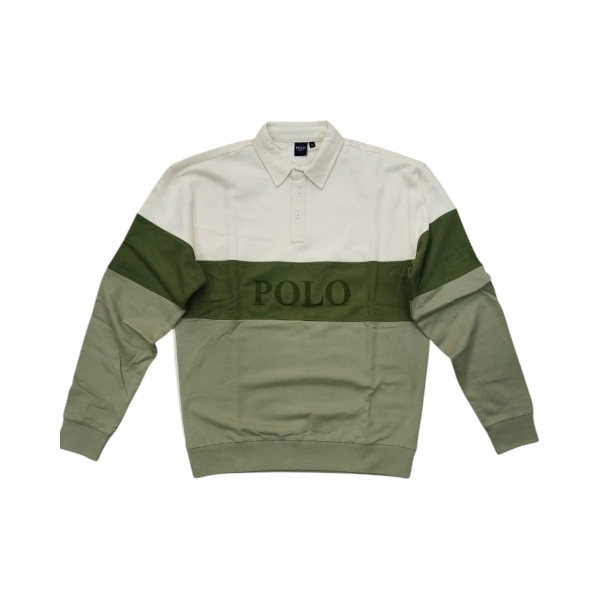 Polo Golfer Sweater L/S Colour Block Beige/Green