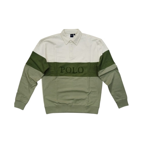 Polo Golfer Sweater L/S Colour Block Beige/Green