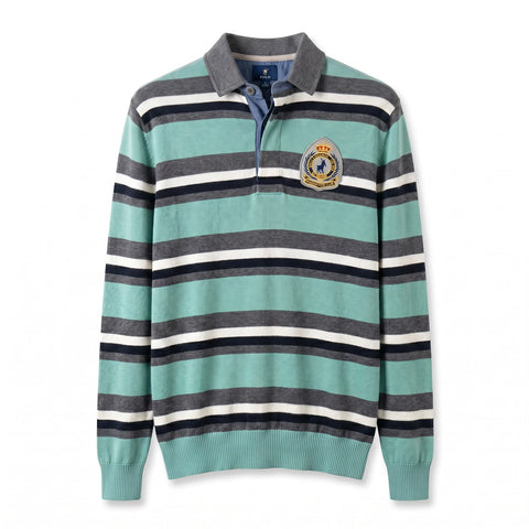 Polo Knitwear Stripe Rugby Turquoise