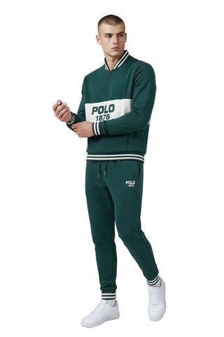 Polo Tracksuit Mens Sew & Cut Sweat Top & Jogger Green