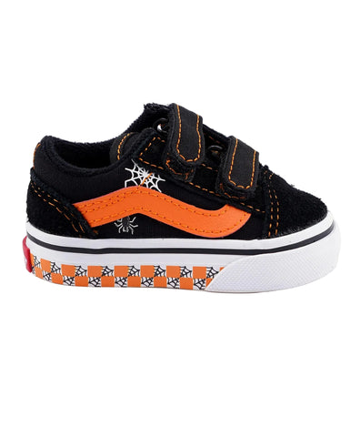 Vans Kids Old Skool Velcro Glow Web Black And Orange