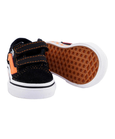 Vans Kids Old Skool Velcro Glow Web Black And Orange