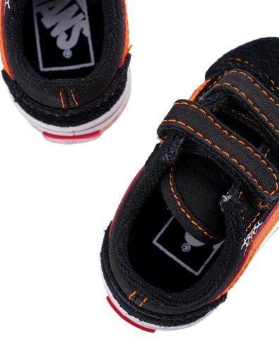 Vans Kids Old Skool Velcro Glow Web Black And Orange