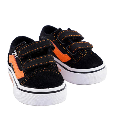 Vans Kids Old Skool Velcro Glow Web Black And Orange