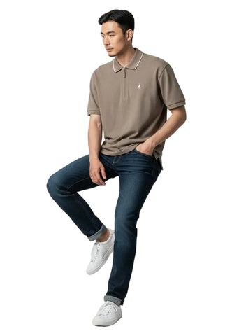 Polo Golfer 1/4 Zip Tipped Taupe