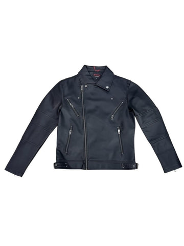 Cutty Faux-Leather Biker Jacket – Onyx Black