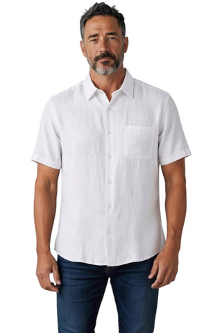 Jonathan D Button Up Shirt Luis Linen White