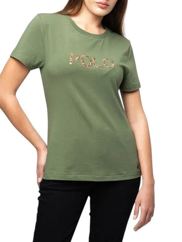 Polo T-Shirt Ladies Amelia Embelished Olive