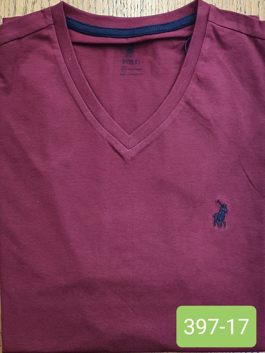 Polo T-Shirt Mens V-Neck Michael Burgandy