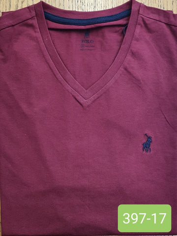Polo T-Shirt Mens V-Neck Michael Burgandy