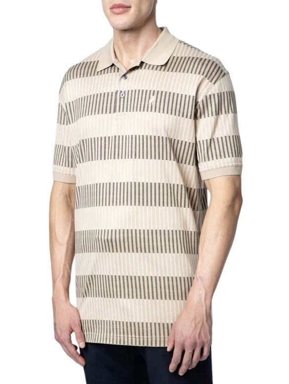 The Polo Stripe Double Mercerised Short Sleeve Golfer – Stripe Stone