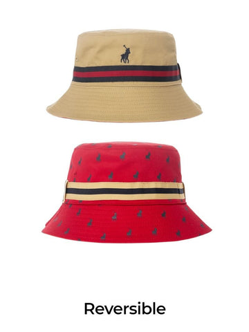 Polo Bucket Reversible Monogram Stone/Red