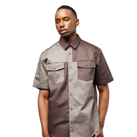Dickies Brooklyn Short Sleeve Shirt – Chocolate/Taupe