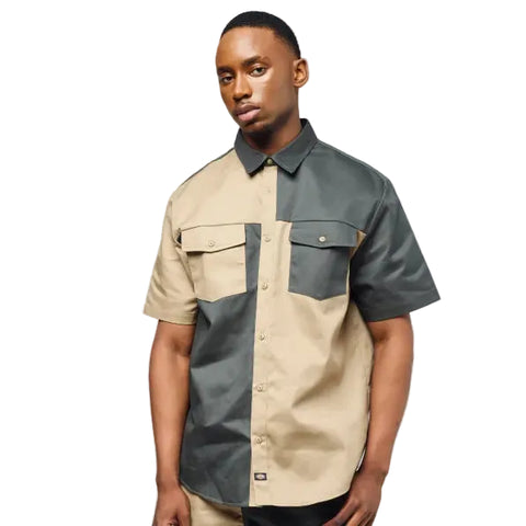 Dickies Brooklyn Short Sleeve Shirt – Charcoal/Khaki