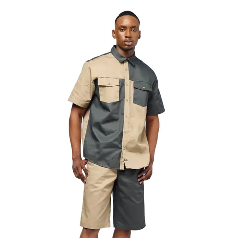 Dickies Brooklyn Short Sleeve Shirt – Charcoal/Khaki