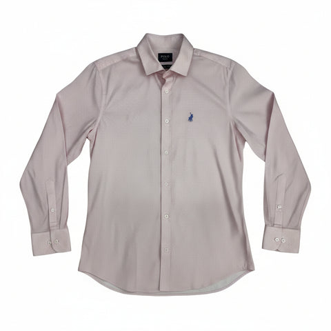 Polo Shirt Mens Long-Sleeve Classic Geo Pink