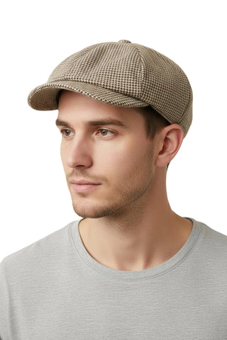 Jonathan D Herringbone Newsboy Cap – Vintage Tan Beige