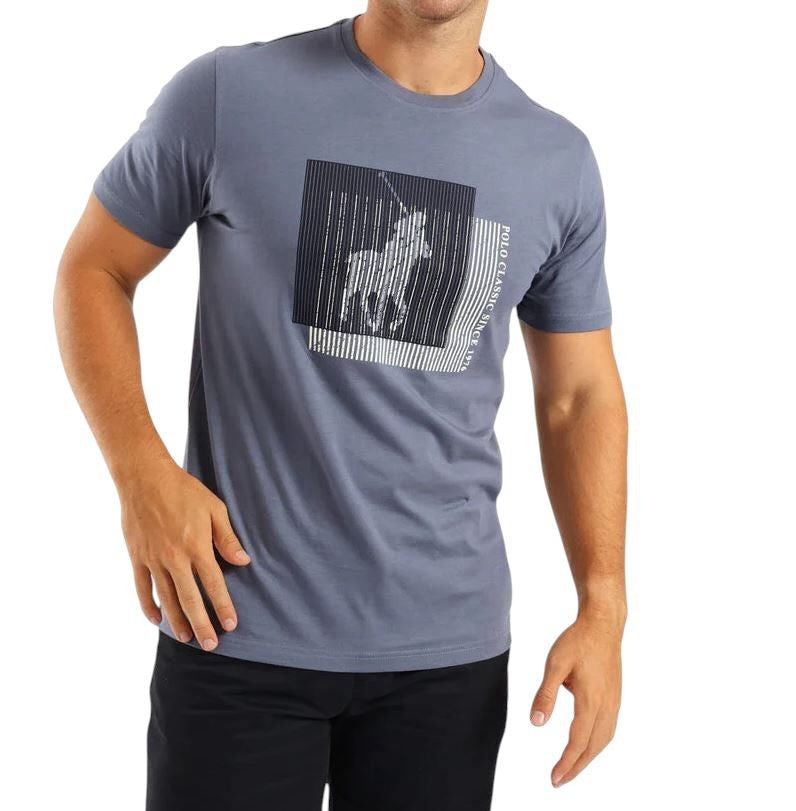 The Polo Classic Linear Box Tee – Slate Blue