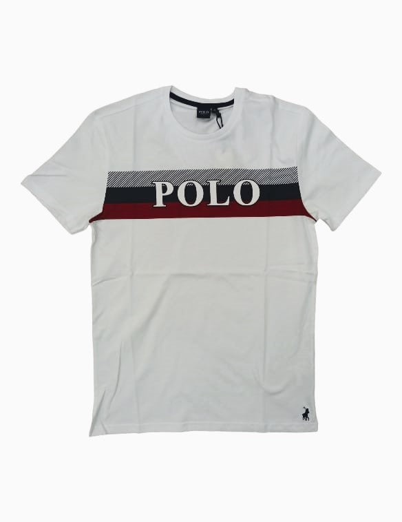 Polo T-Shirt Stripe Print White