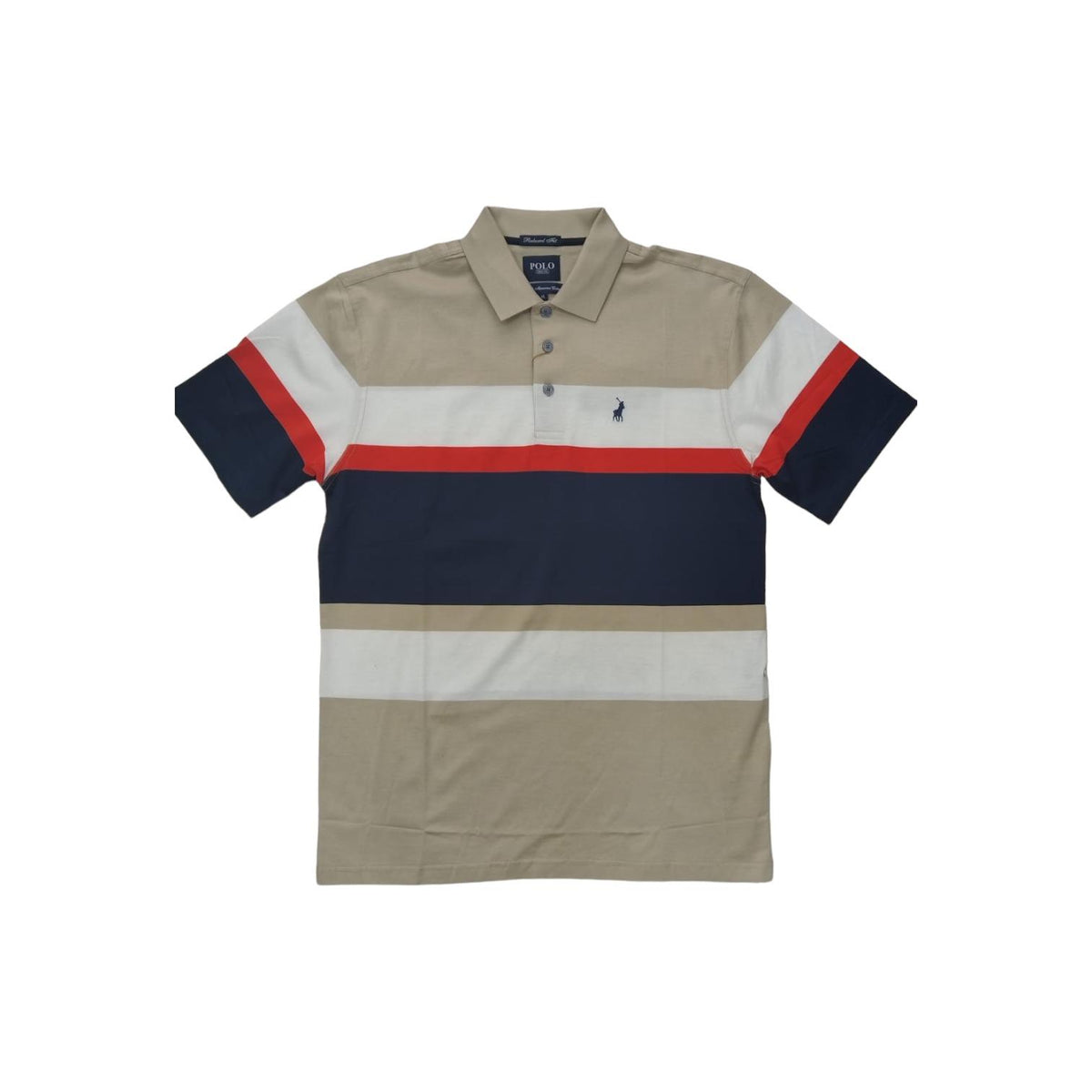 Polo Golfer Mercerized Stripe Stone