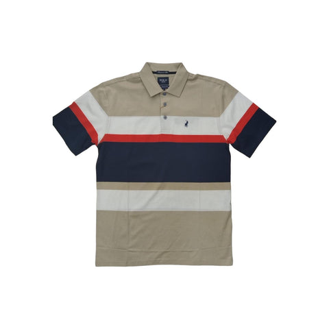 Polo Golfer Mercerized Stripe Stone