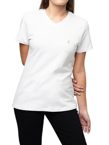 Polo T-Shirt Ladies V-Neck Kelly White