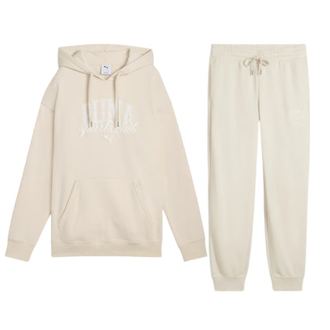 Puma Tracksuit Ladies Class Relaxed Alpine Snow Stone