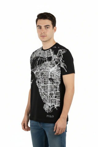 Polo T-Shirt Ss Printed Graphic Black