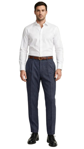 Jonathan D Trouser Formal Joey Check Oxford Blue