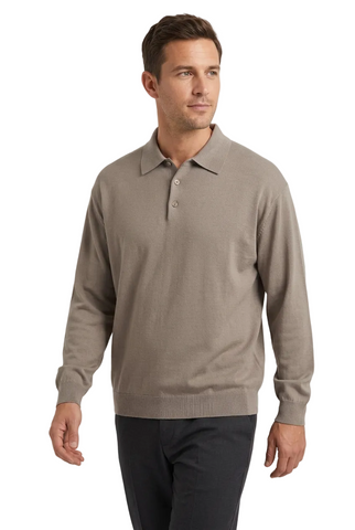 Pringle Long-Sleeve Golfer 3 Button Fawn