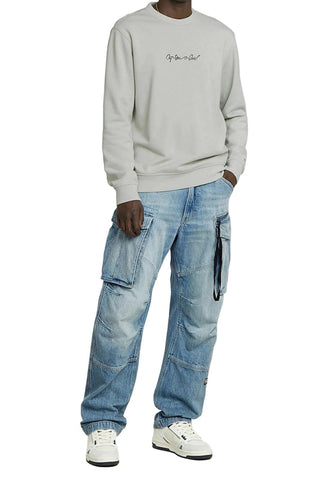 G Star Sweater Script Logo Mercury Grey
