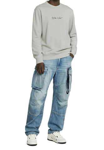 Gstar Sweater Script Logo Mercury Grey