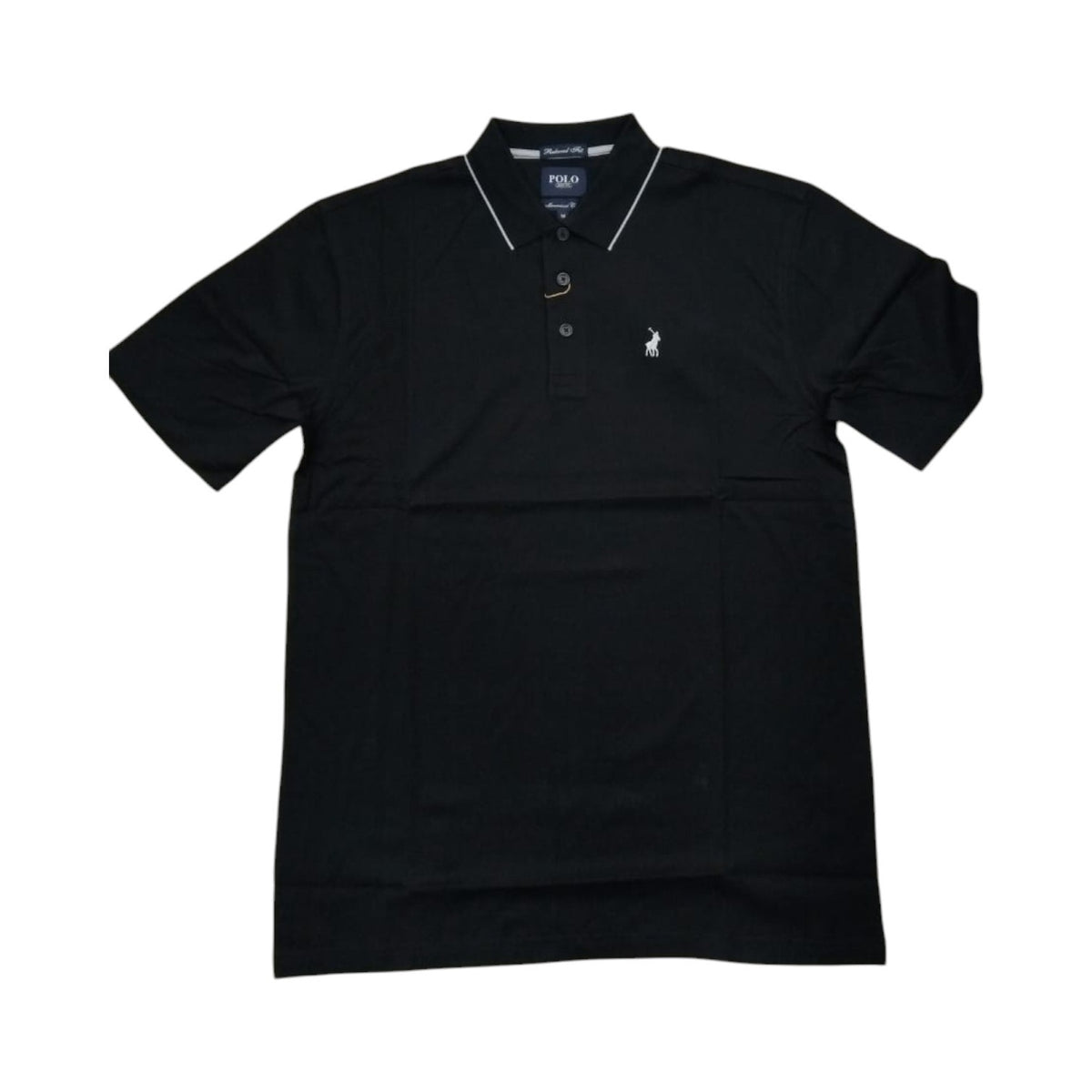Polo Golfer Mercerized Tipped Black