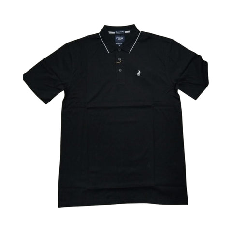 Polo Golfer Mercerized Tipped Black