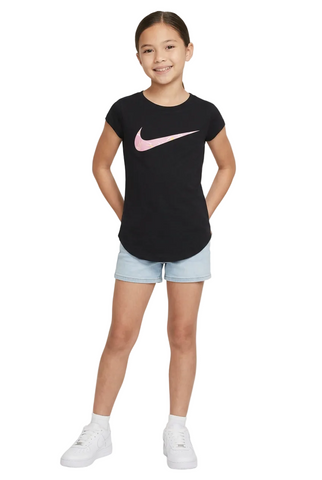 Nike Girls T-Shirt Swoosh Pairs Black/Pink
