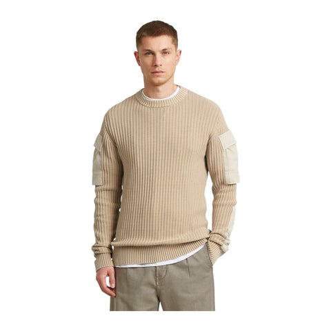 G Star Sweater Knitted Mixed Washed Cream Beige