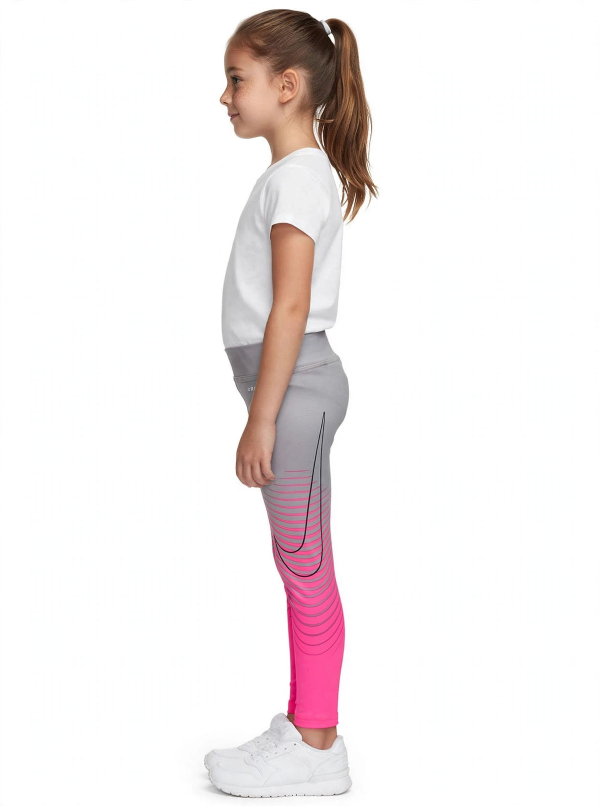 Nike Girls Leggings Speed Line Pink And Grey