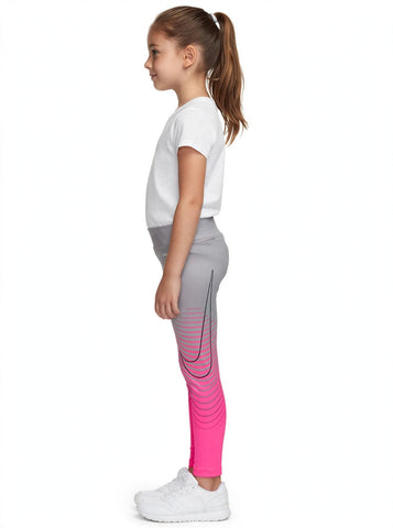 Nike Girls Leggings Speed Line Pink And Grey