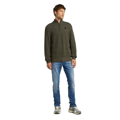 Gstar Sweater Knitted Zip Honey Comb Struct Olive