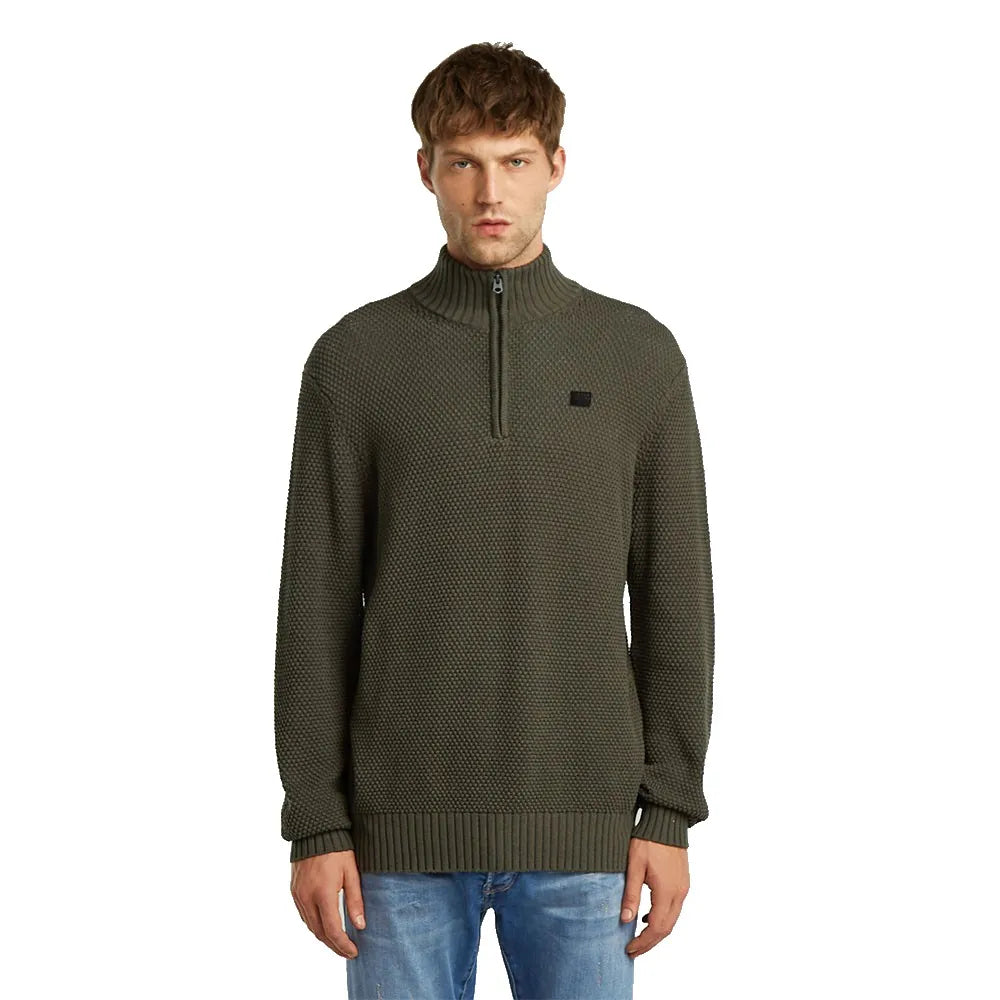 Gstar Sweater Knitted Zip Honey Comb Struct Olive