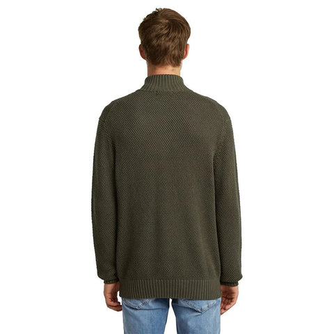 G Starr Sweater Knitted Zip Honey Comb Struct Olive