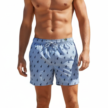 Polo Shorts Beach Print Blue
