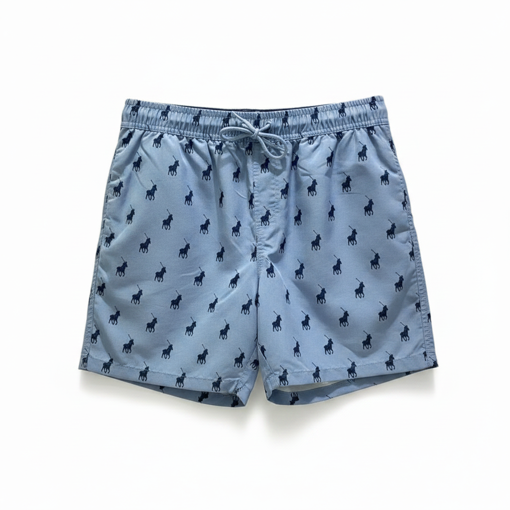Polo Shorts Beach Print Blue
