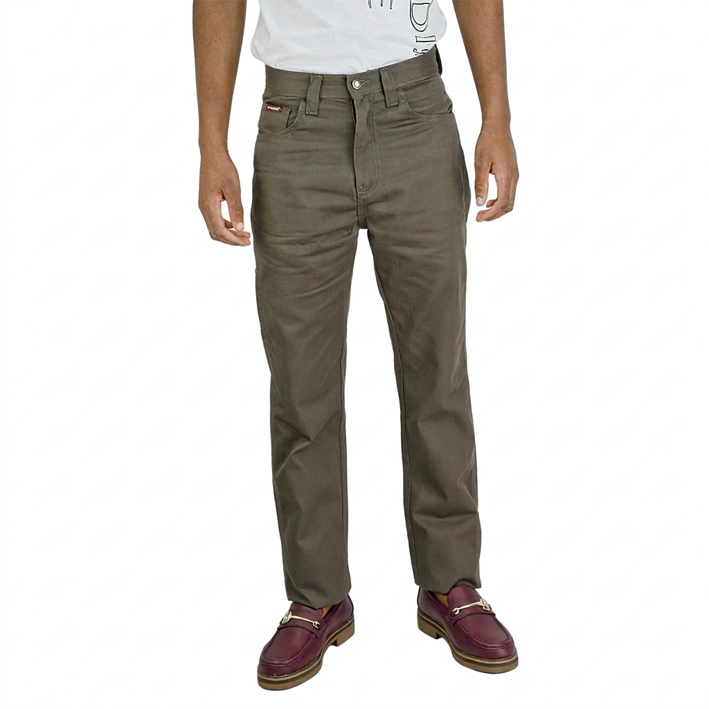 Samson Painter Cotton Twill Olive trousers front view on white background