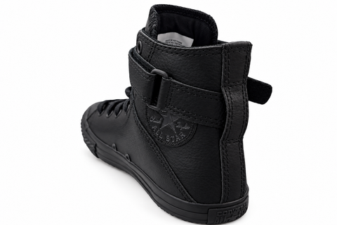 Black Converse Brea kids high-top shoe, rear angle