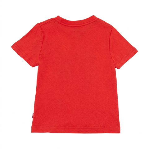Back of the red Levi's kids t-shirt on a pure white background